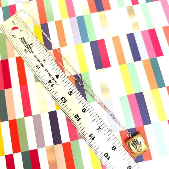 Rustic Ceramic Handprint Pendant Necklace - Picture 8 of 8